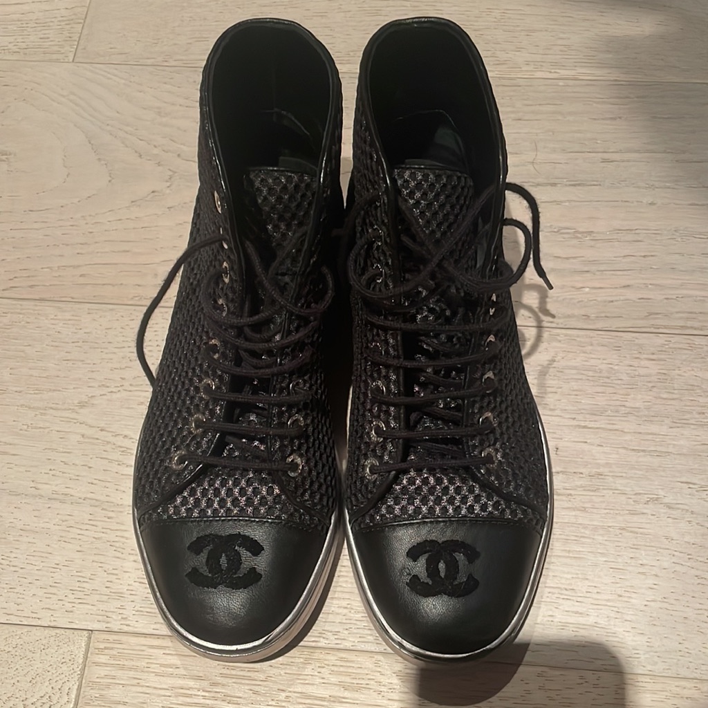 CHANEL | Shoes | Chanel Sneakers Fabric Lambskin Size 365 | Poshmark